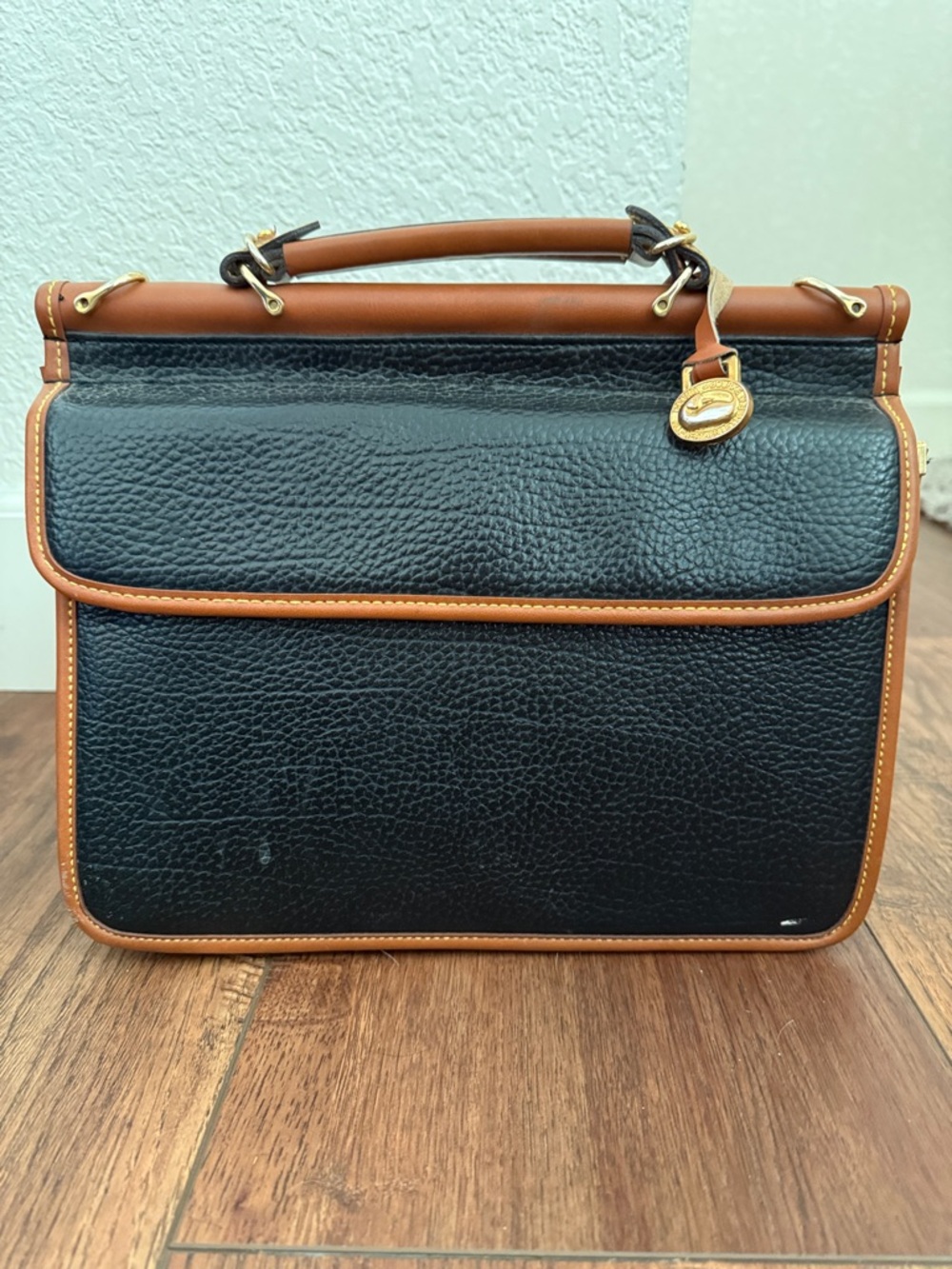 Dooney & Bourke Black and Brown Leather Satchel - Picture 4 of 5